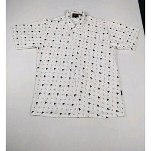 D Clothing Shirt XL Men's White Black Skull Pitchfork Print Grunge Punk‎ Y2K